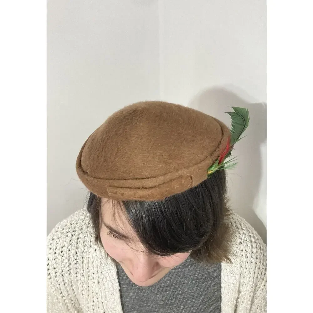 Vintage 1950’s Ladies Imported Alaskan Fur Pillbox Fascinator Hat Miss Howes